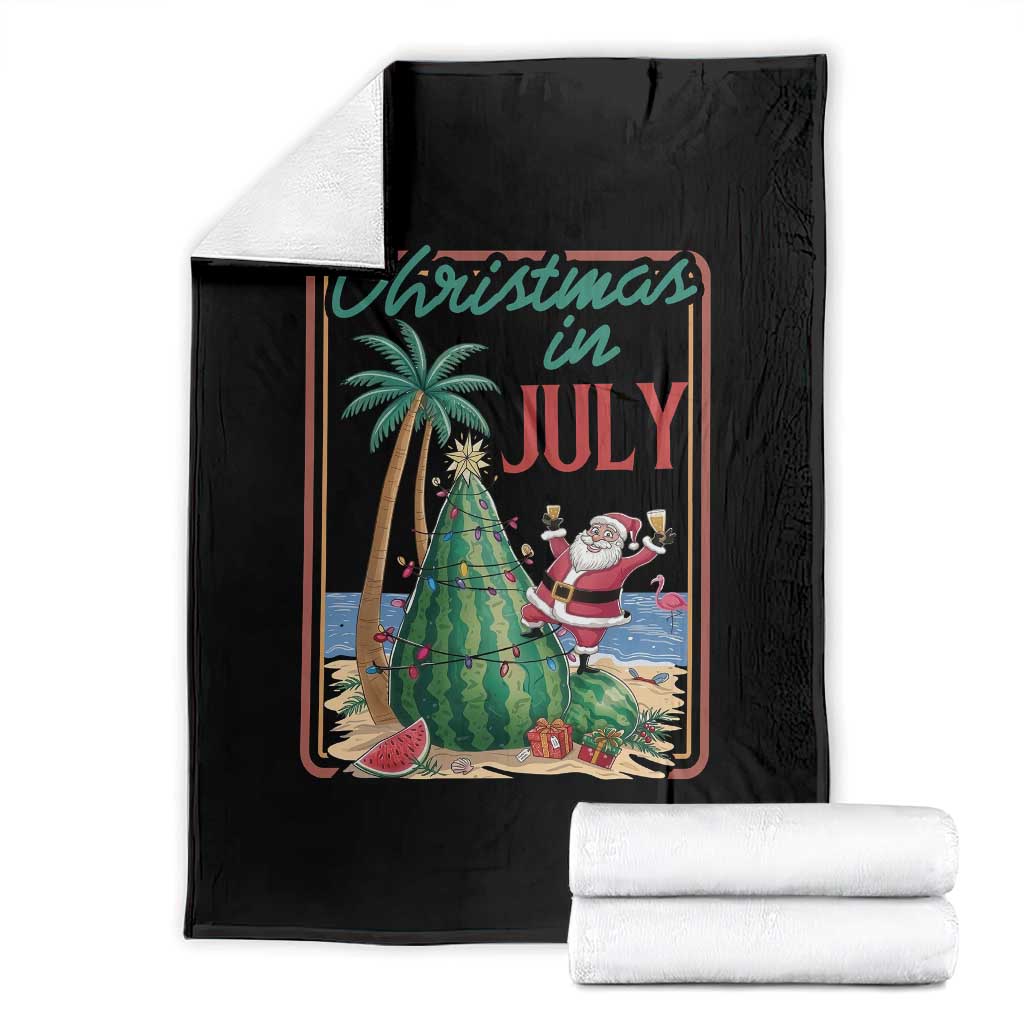 Christmas In July Throw Blanket Funny Santa Watermelon Xmas Tree