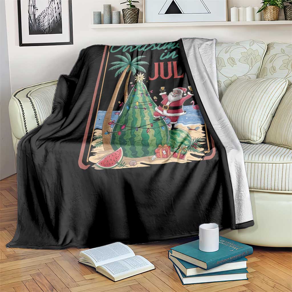 Christmas In July Throw Blanket Funny Santa Watermelon Xmas Tree