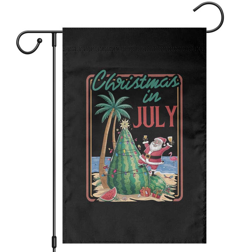 Christmas In July Garden Flag Funny Santa Watermelon Xmas Tree