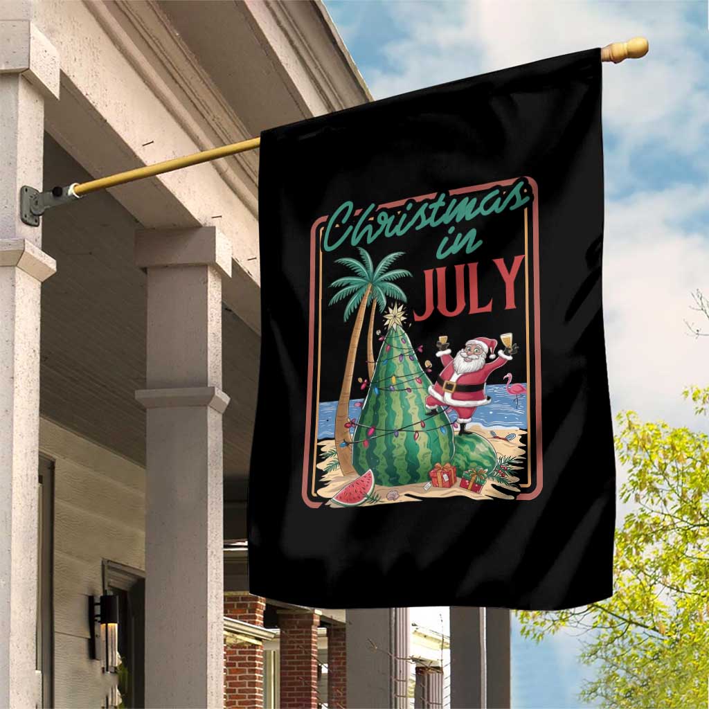 Christmas In July Garden Flag Funny Santa Watermelon Xmas Tree