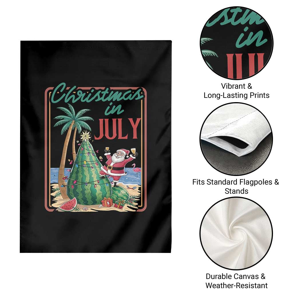 Christmas In July Garden Flag Funny Santa Watermelon Xmas Tree