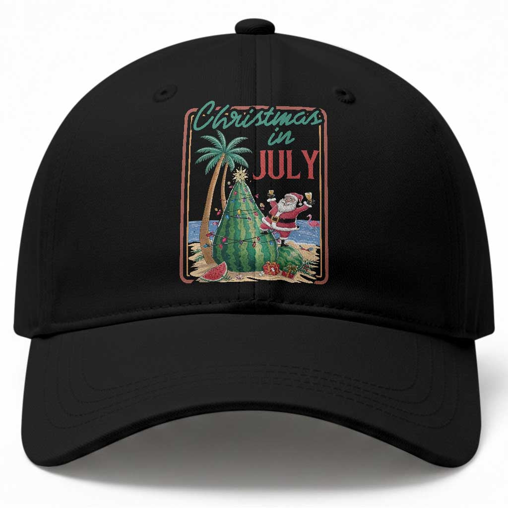 Christmas In July Baseball Cap Funny Santa Watermelon Xmas Tree