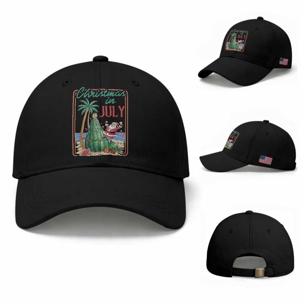 Christmas In July Baseball Cap Funny Santa Watermelon Xmas Tree