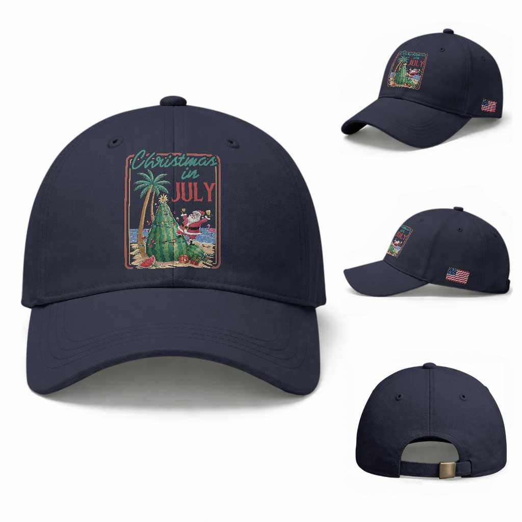Christmas In July Baseball Cap Funny Santa Watermelon Xmas Tree
