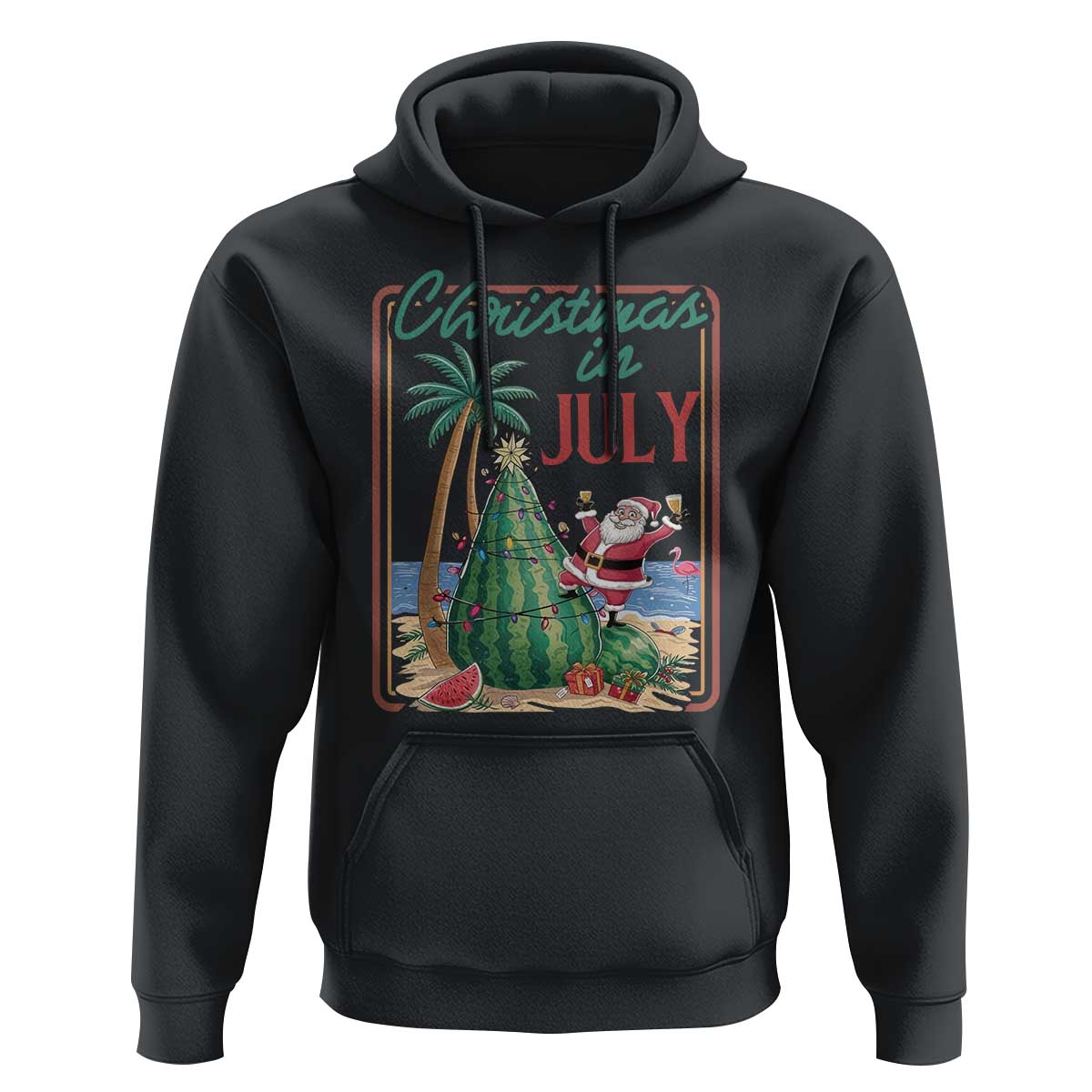 Christmas In July Hoodie Funny Santa Watermelon Xmas Tree