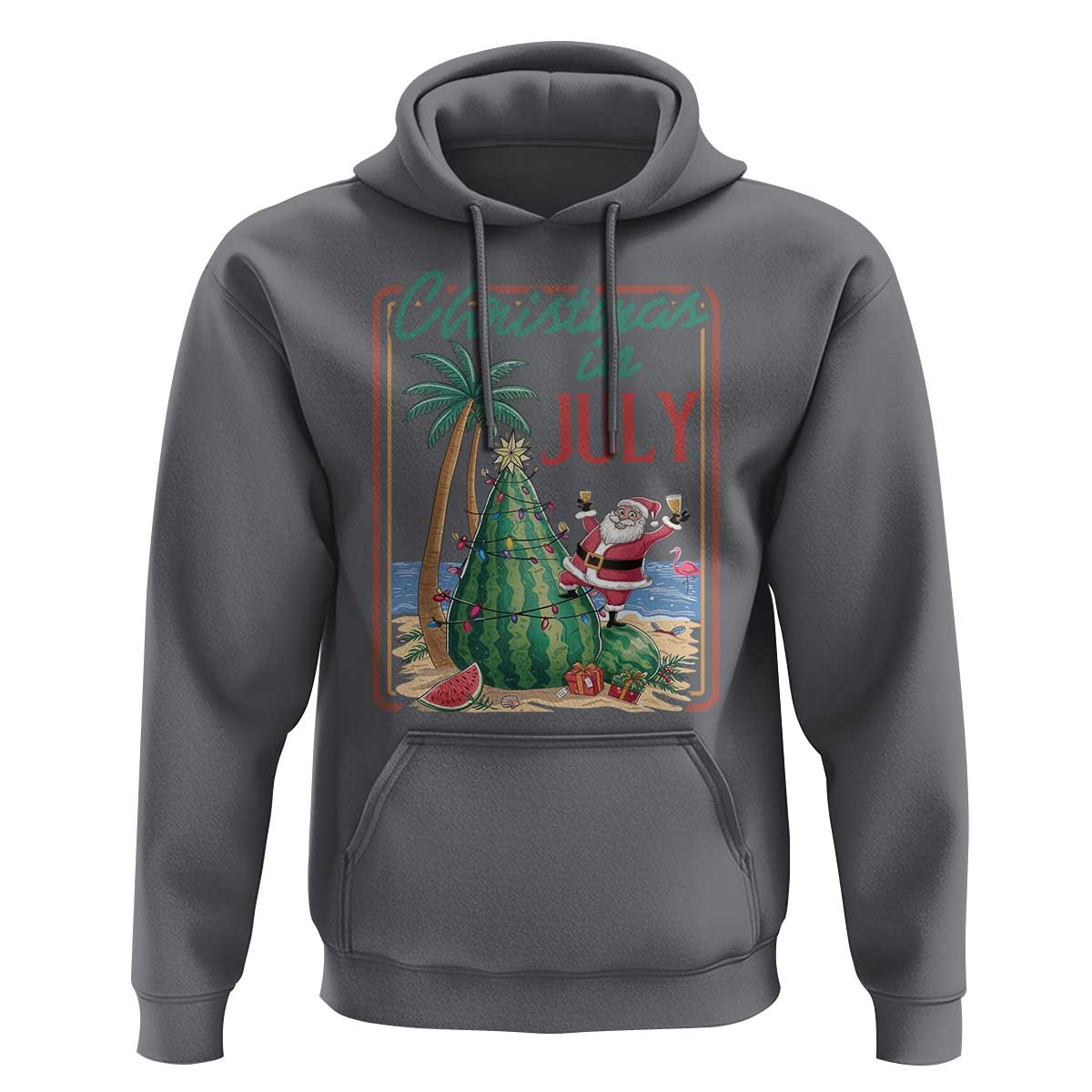Christmas In July Hoodie Funny Santa Watermelon Xmas Tree