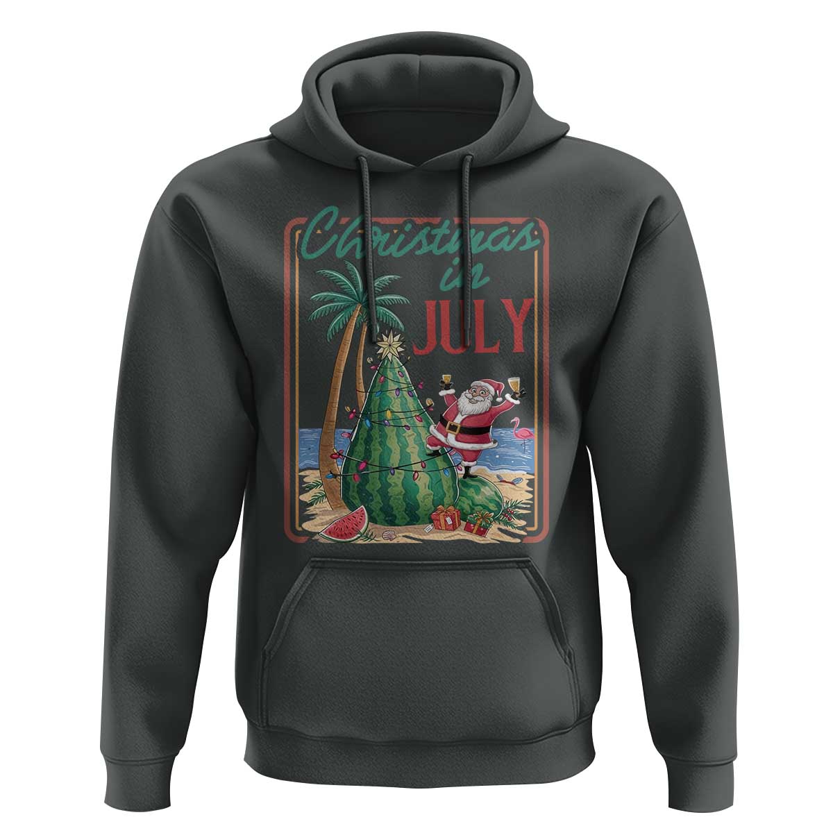 Christmas In July Hoodie Funny Santa Watermelon Xmas Tree