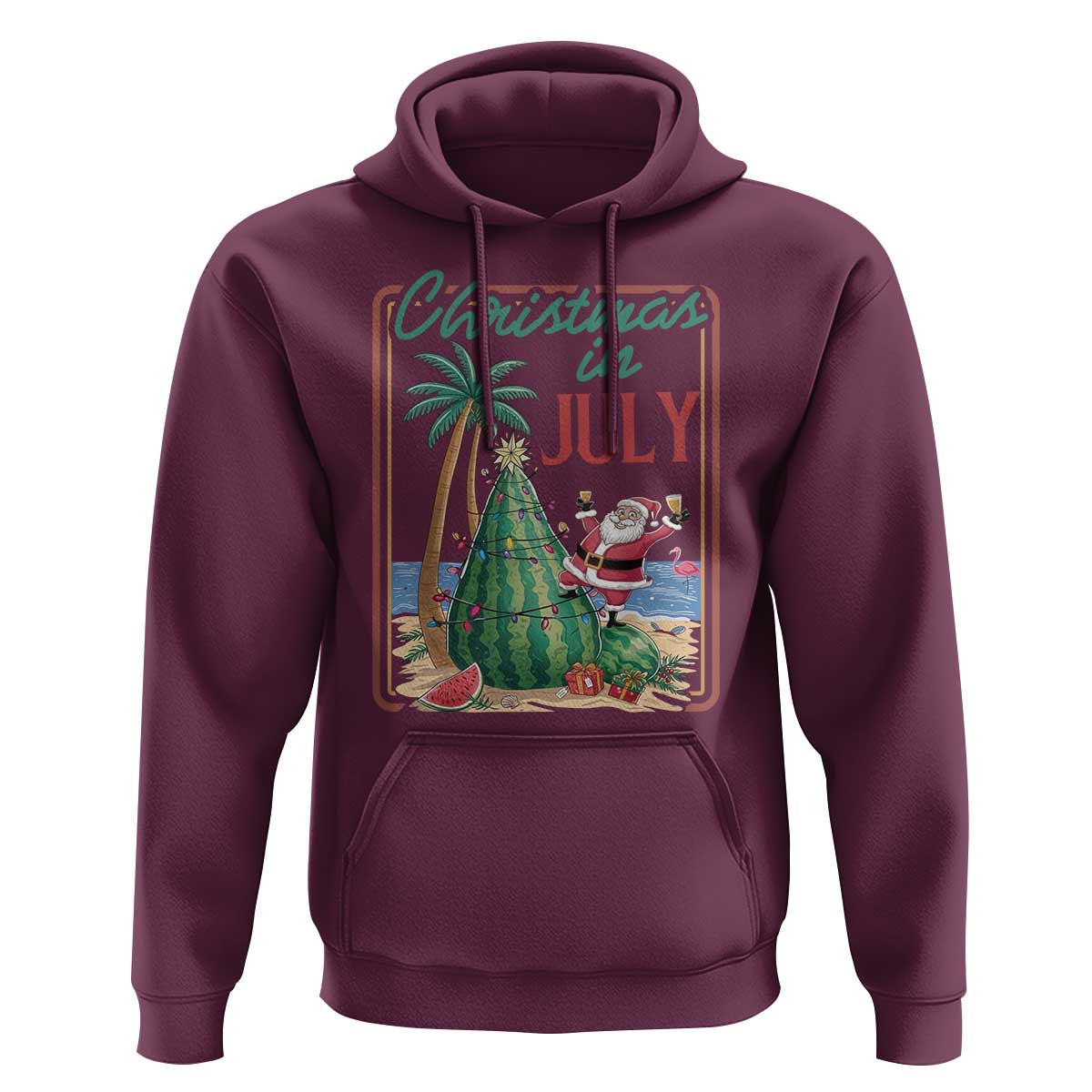 Christmas In July Hoodie Funny Santa Watermelon Xmas Tree