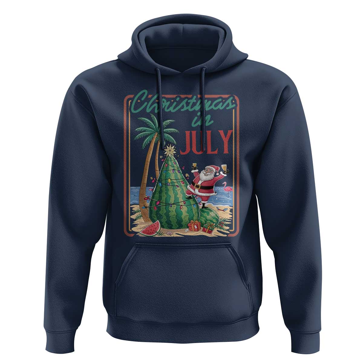 Christmas In July Hoodie Funny Santa Watermelon Xmas Tree