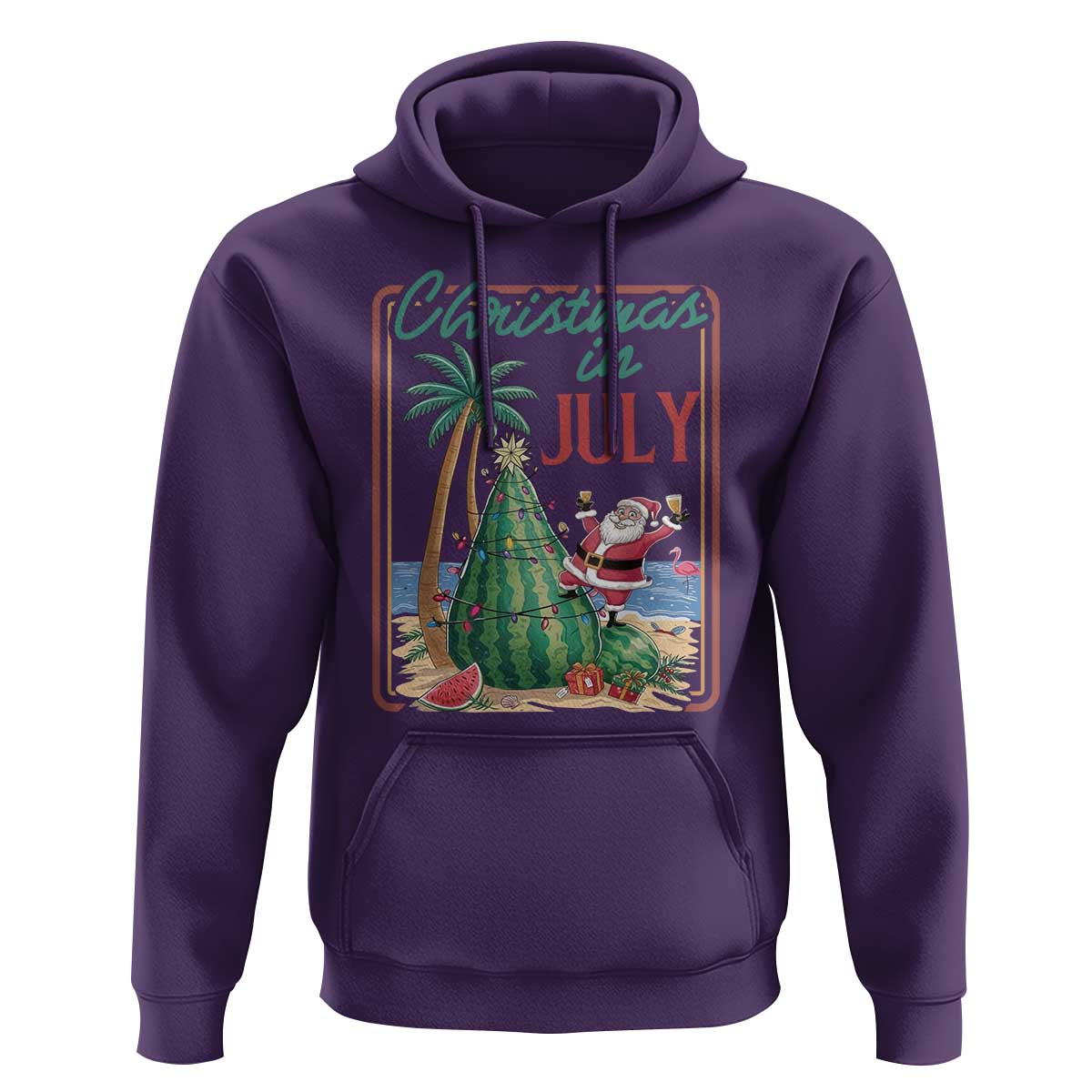 Christmas In July Hoodie Funny Santa Watermelon Xmas Tree