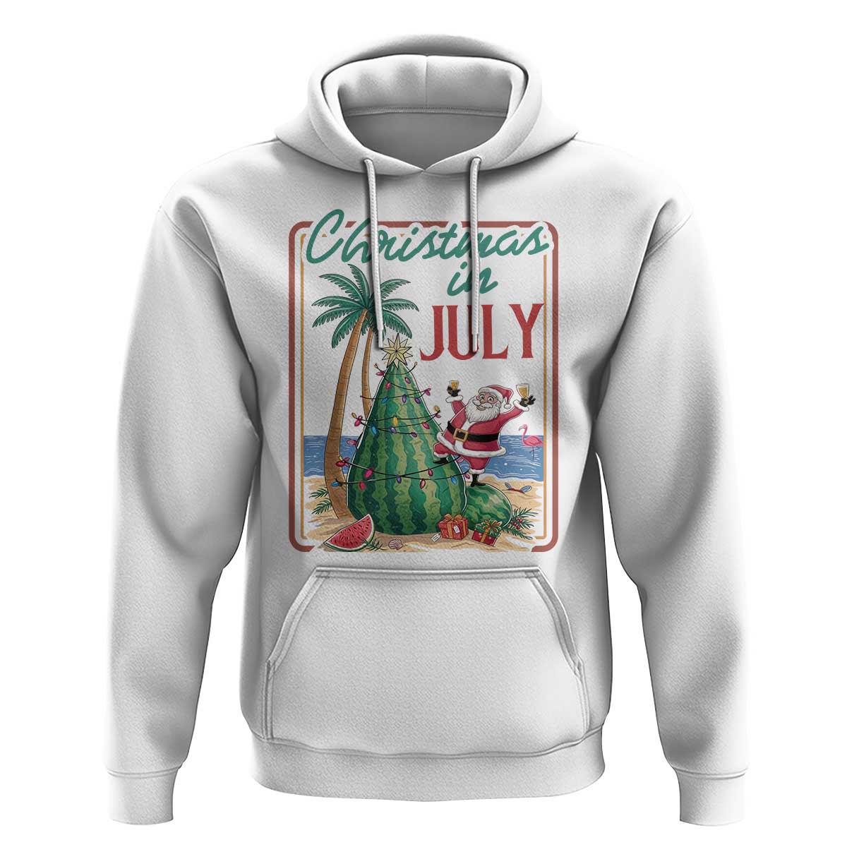 Christmas In July Hoodie Funny Santa Watermelon Xmas Tree