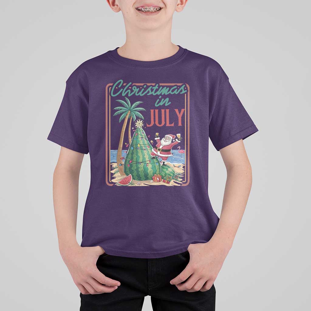 Christmas In July T Shirt For Kid Funny Santa Watermelon Xmas Tree