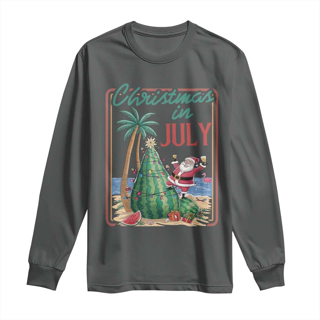 Christmas In July Long Sleeve Shirt Funny Santa Watermelon Xmas Tree