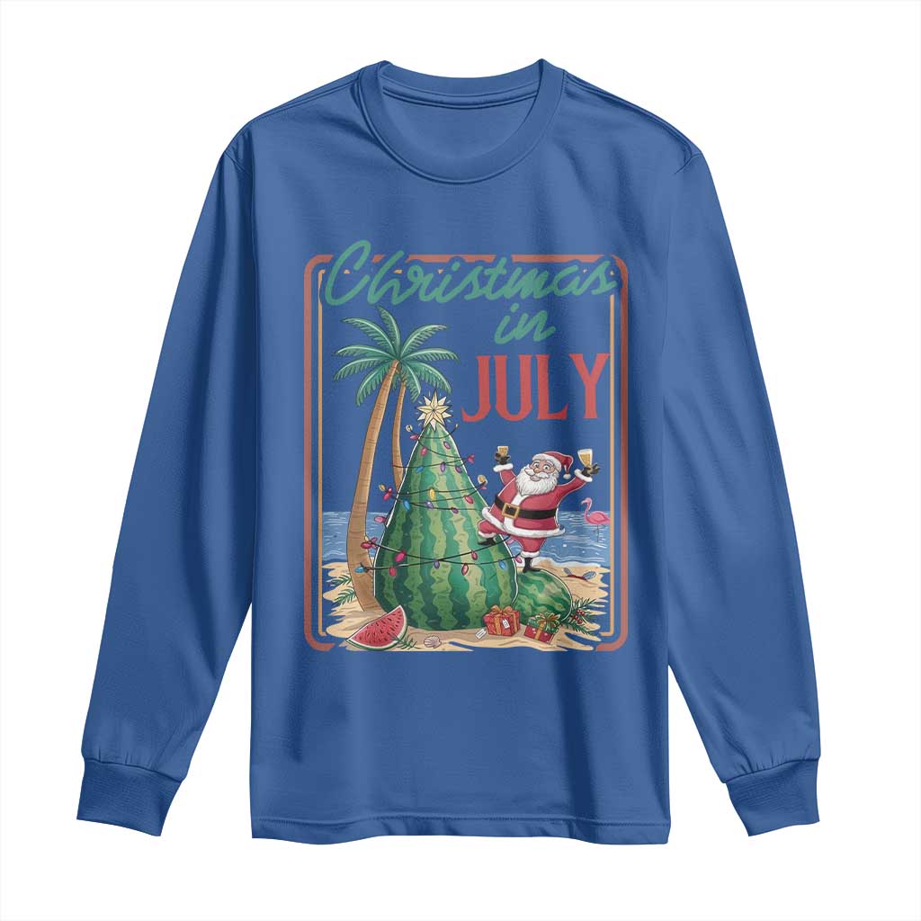 Christmas In July Long Sleeve Shirt Funny Santa Watermelon Xmas Tree
