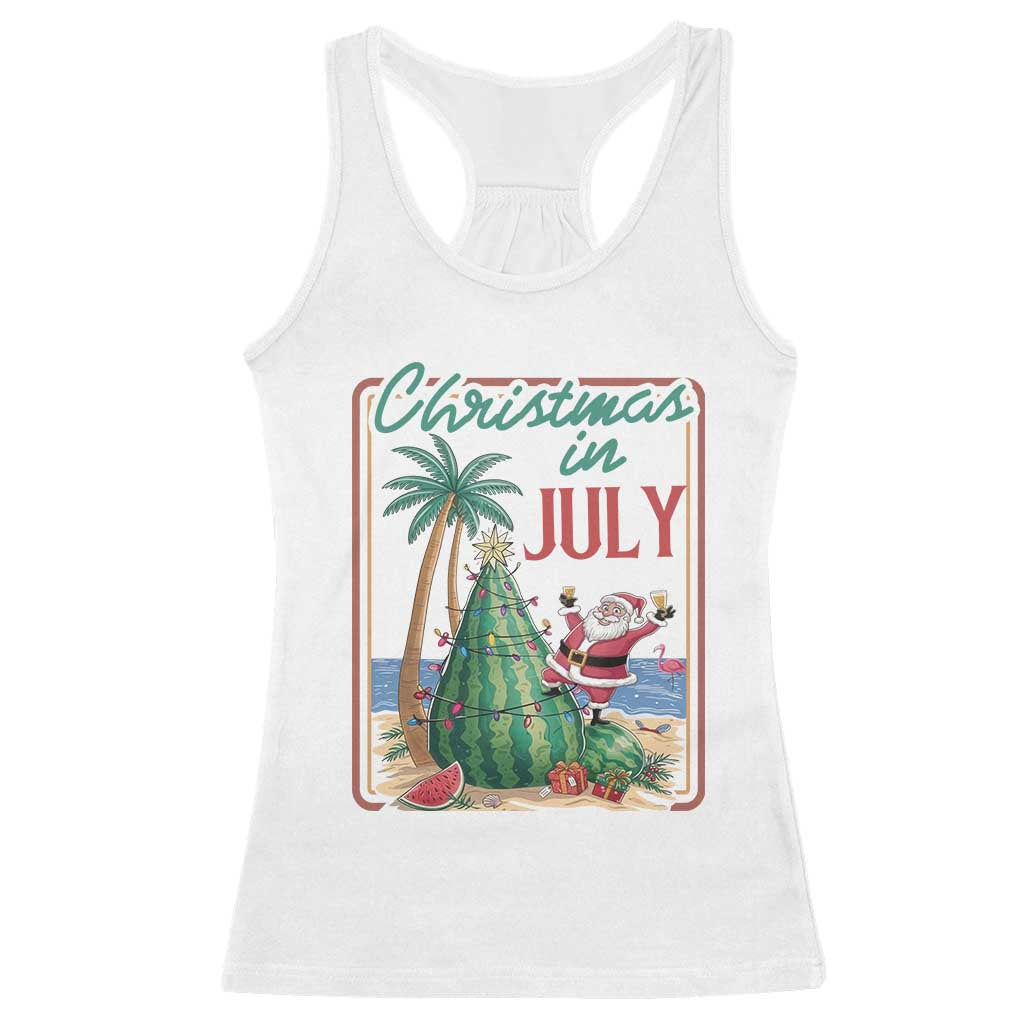 Christmas In July Racerback Tank Top Funny Santa Watermelon Xmas Tree
