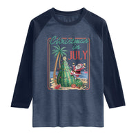 Christmas In July Raglan Shirt Funny Santa Watermelon Xmas Tree