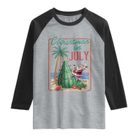 Christmas In July Raglan Shirt Funny Santa Watermelon Xmas Tree
