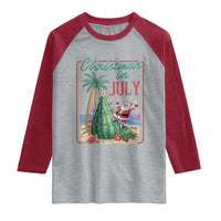 Christmas In July Raglan Shirt Funny Santa Watermelon Xmas Tree