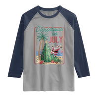 Christmas In July Raglan Shirt Funny Santa Watermelon Xmas Tree