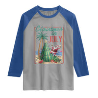 Christmas In July Raglan Shirt Funny Santa Watermelon Xmas Tree