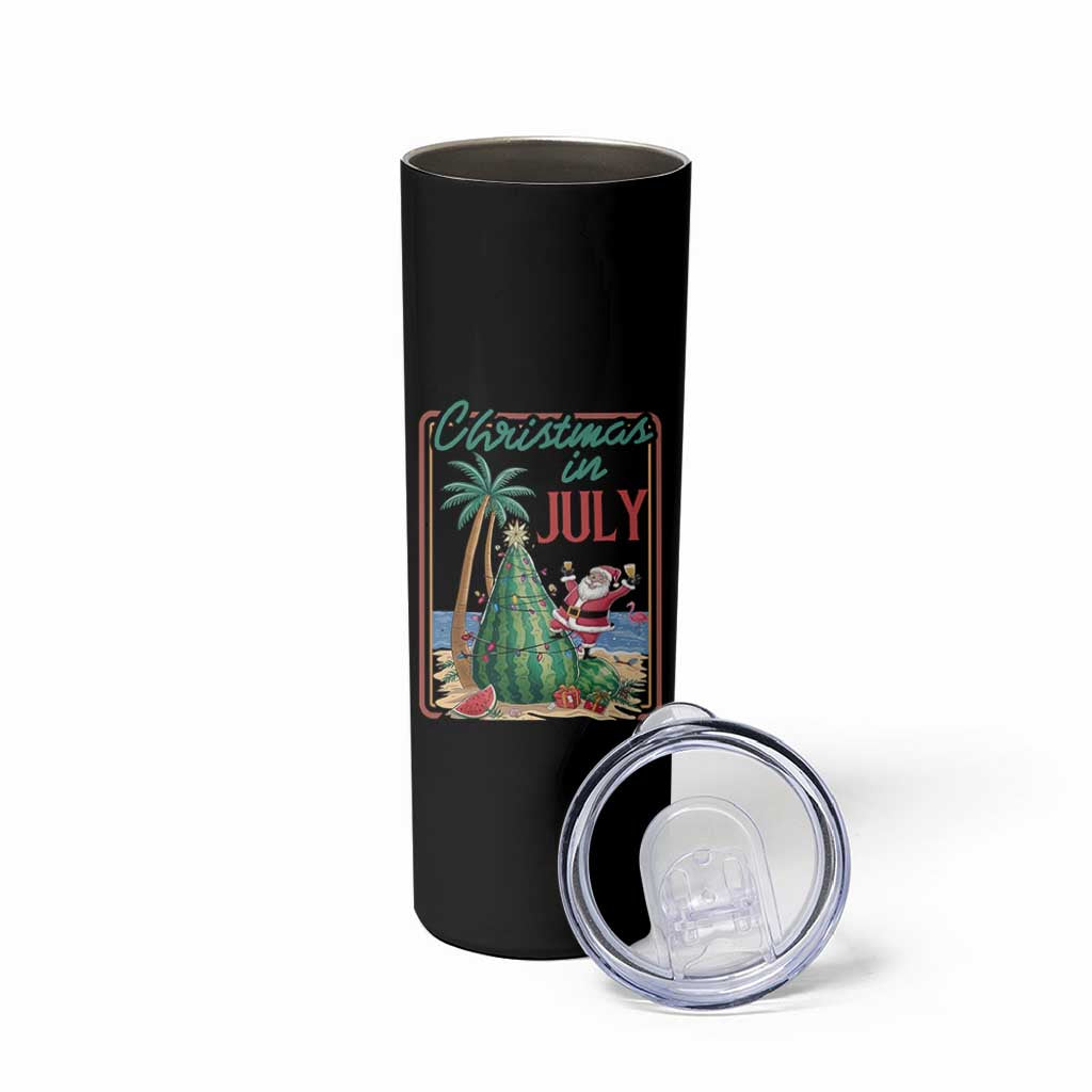 Christmas In July Skinny Tumbler Funny Santa Watermelon Xmas Tree