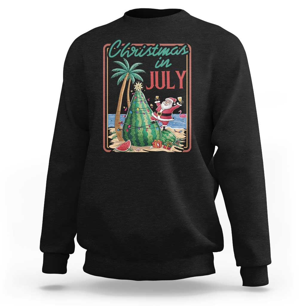 Christmas In July Sweatshirt Funny Santa Watermelon Xmas Tree