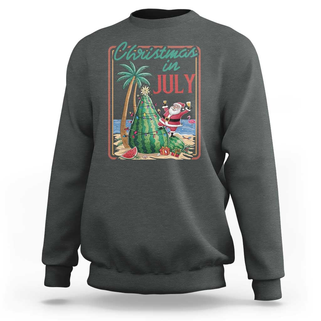 Christmas In July Sweatshirt Funny Santa Watermelon Xmas Tree
