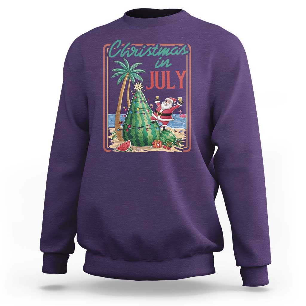 Christmas In July Sweatshirt Funny Santa Watermelon Xmas Tree