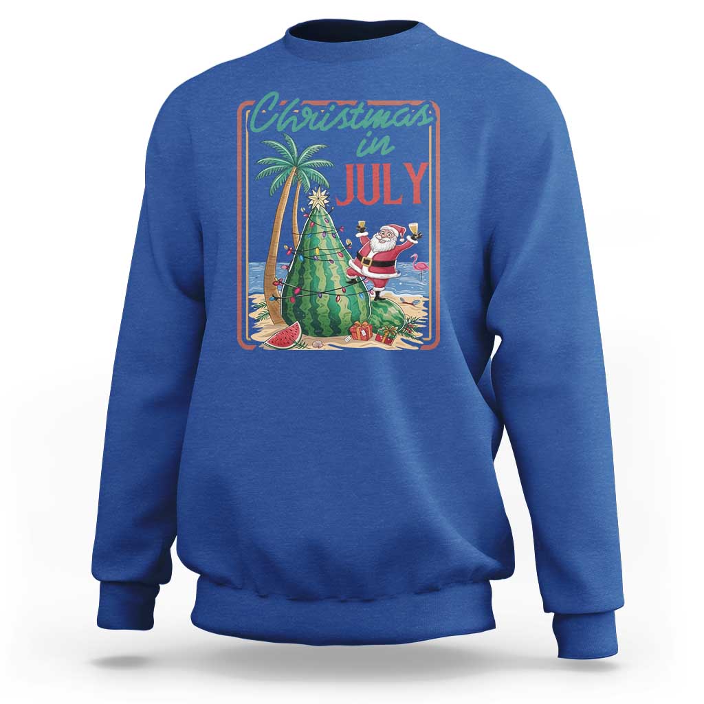 Christmas In July Sweatshirt Funny Santa Watermelon Xmas Tree