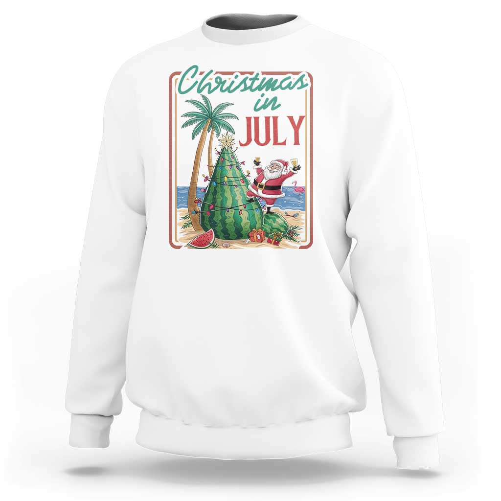 Christmas In July Sweatshirt Funny Santa Watermelon Xmas Tree