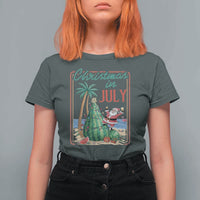 Christmas In July T Shirt For Women Funny Santa Watermelon Xmas Tree