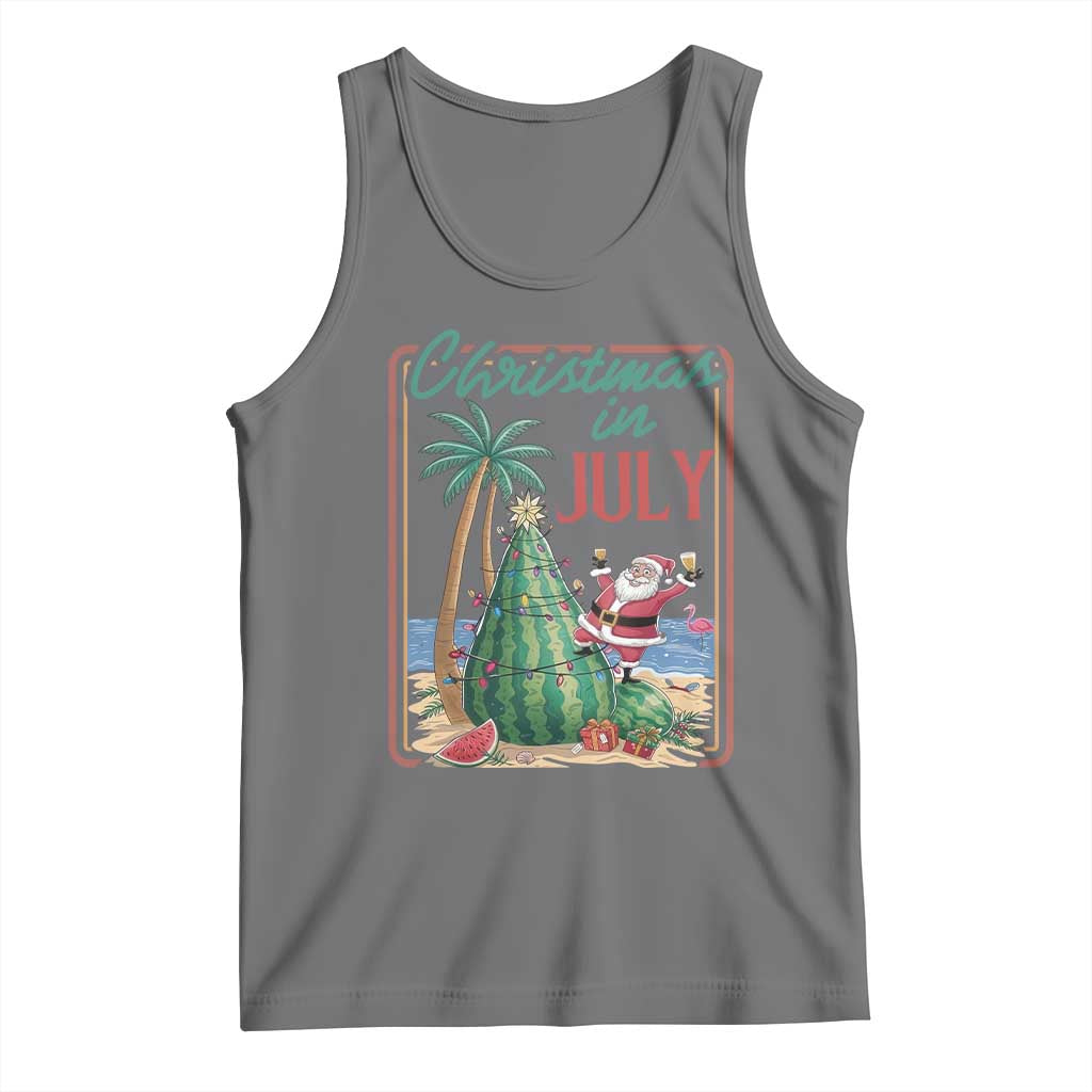 Christmas In July Tank Top Funny Santa Watermelon Xmas Tree