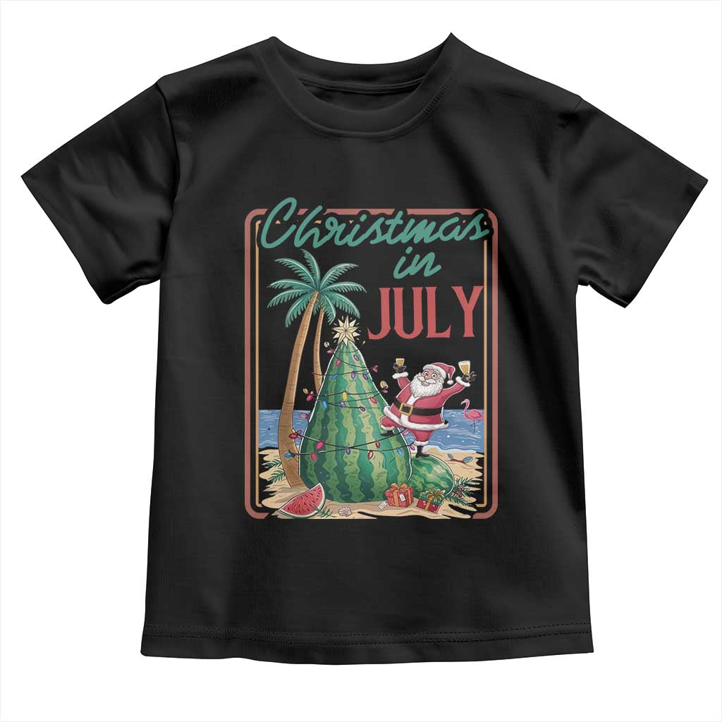 Christmas In July Toddler T Shirt Funny Santa Watermelon Xmas Tree