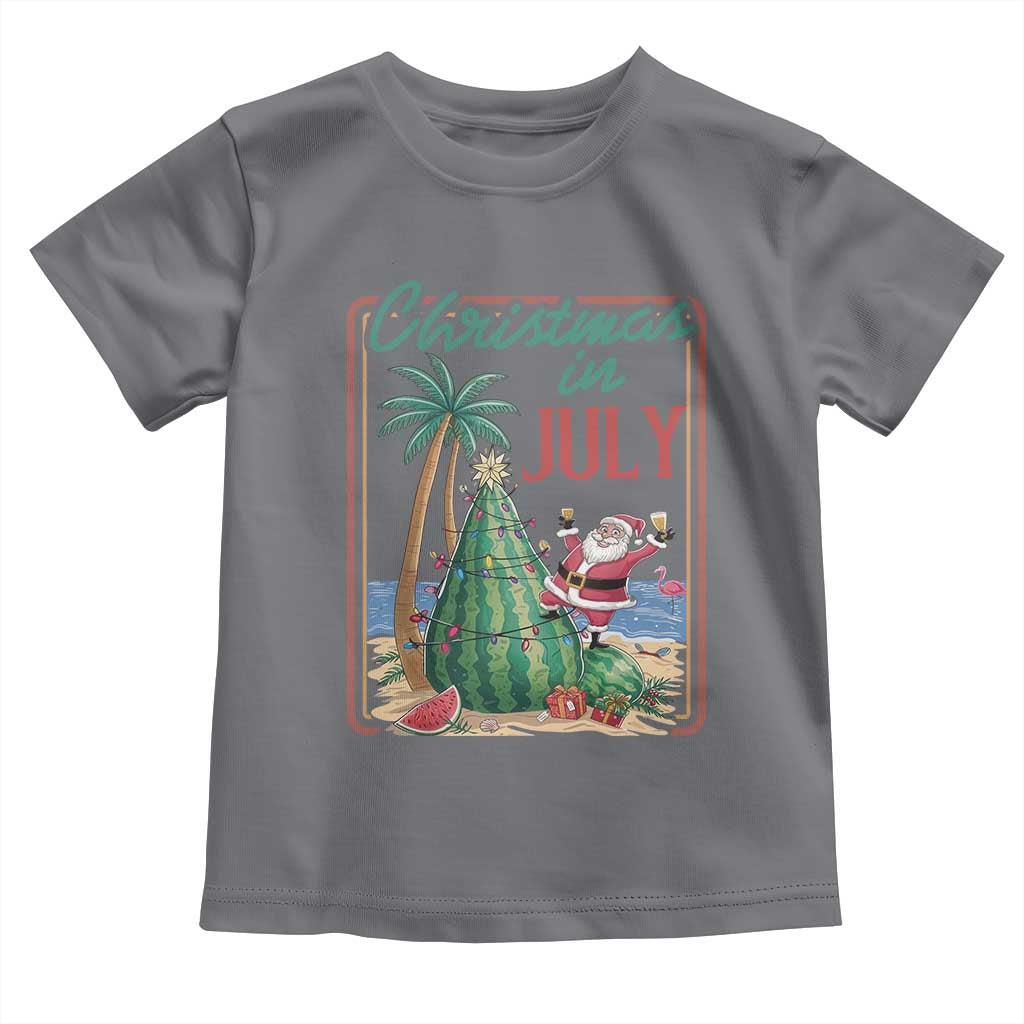 Christmas In July Toddler T Shirt Funny Santa Watermelon Xmas Tree