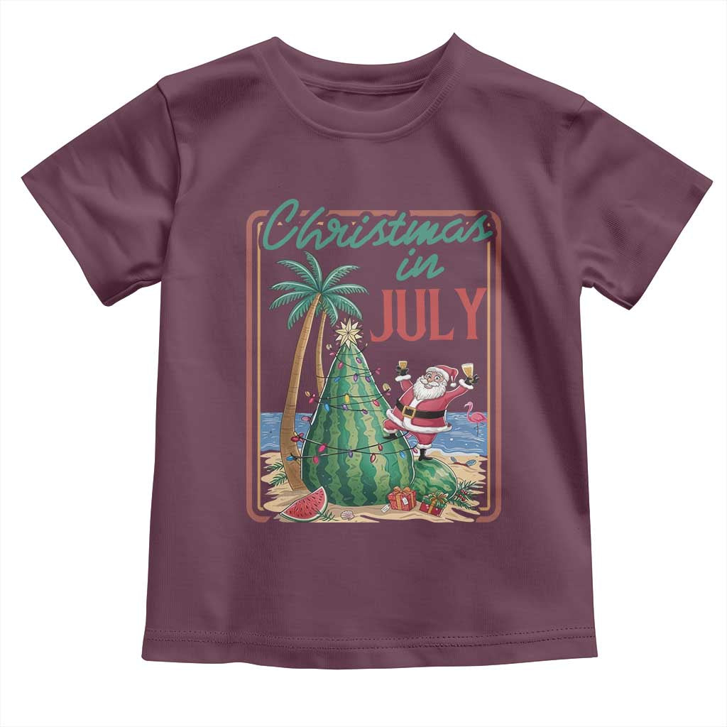 Christmas In July Toddler T Shirt Funny Santa Watermelon Xmas Tree