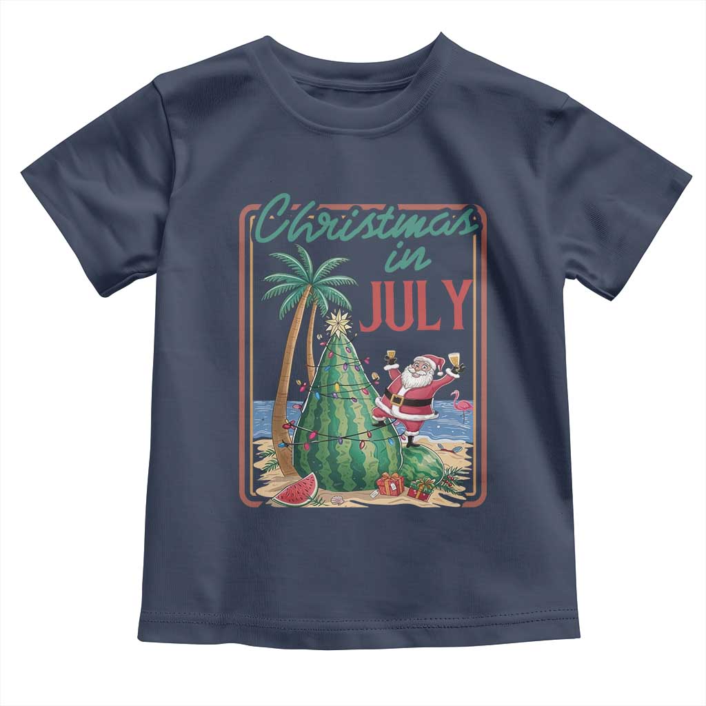 Christmas In July Toddler T Shirt Funny Santa Watermelon Xmas Tree
