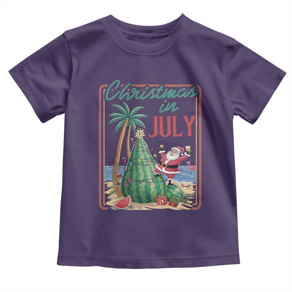 Christmas In July Toddler T Shirt Funny Santa Watermelon Xmas Tree