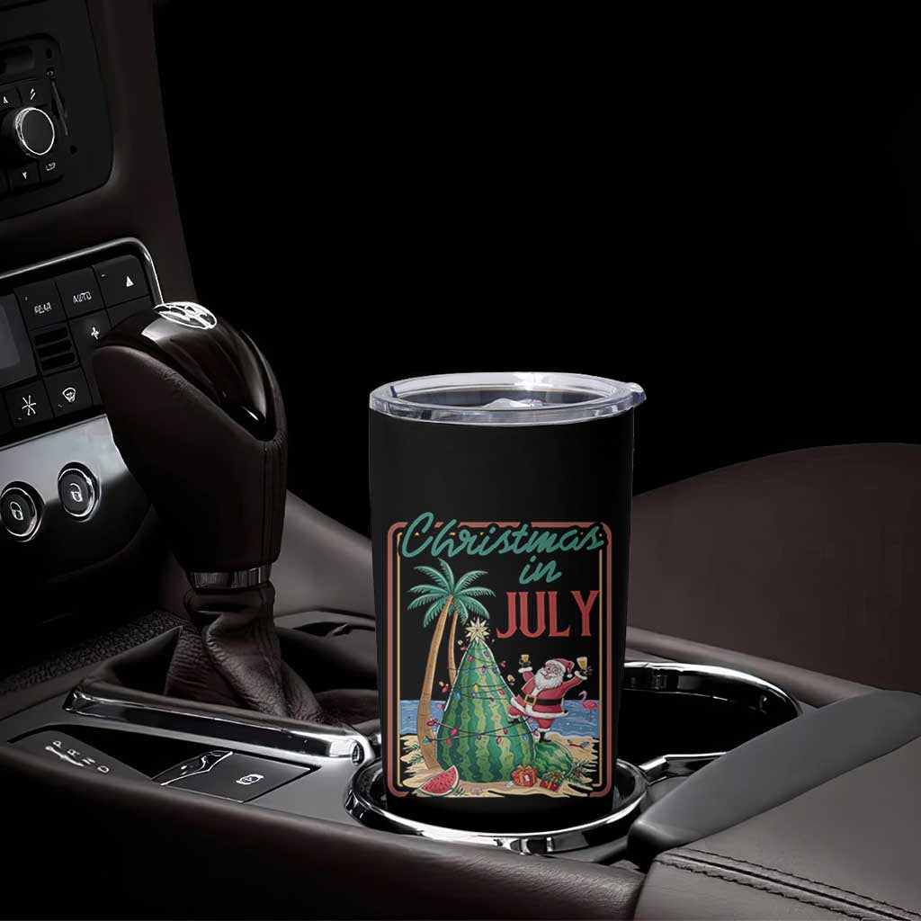 Christmas In July Tumbler Cup Funny Santa Watermelon Xmas Tree