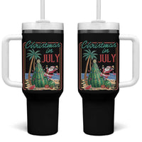 Christmas In July Tumbler With Handle Funny Santa Watermelon Xmas Tree