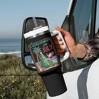 Christmas In July Tumbler With Handle Funny Santa Watermelon Xmas Tree