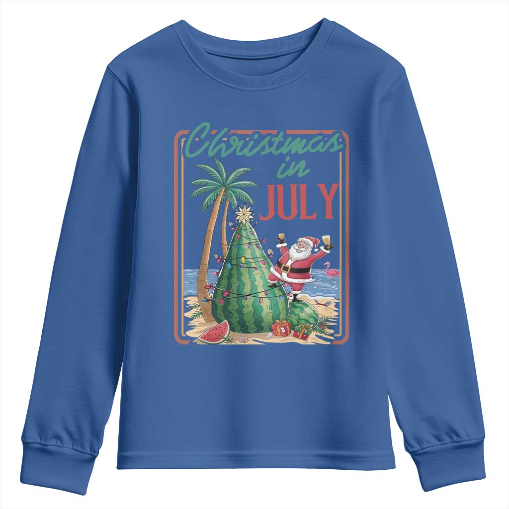 Christmas In July Youth Sweatshirt Funny Santa Watermelon Xmas Tree