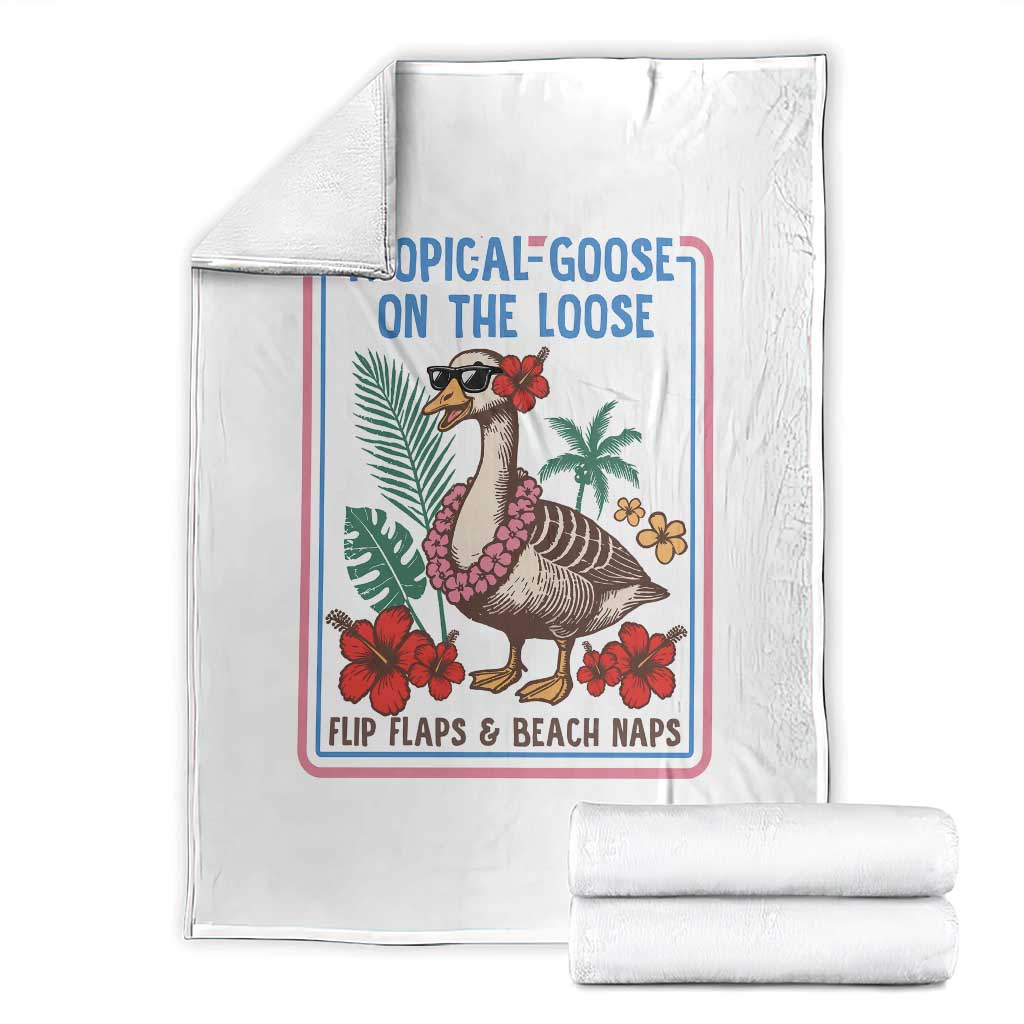 Funny Hawaiian Beach Vacation Graphic Throw Blanket Tropical Goose On The Loose