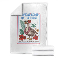 Funny Hawaiian Beach Vacation Graphic Throw Blanket Tropical Goose On The Loose