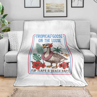 Funny Hawaiian Beach Vacation Graphic Throw Blanket Tropical Goose On The Loose