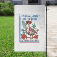 Funny Hawaiian Beach Vacation Graphic Garden Flag Tropical Goose On The Loose