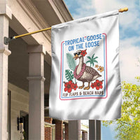 Funny Hawaiian Beach Vacation Graphic Garden Flag Tropical Goose On The Loose