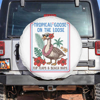 Funny Hawaiian Beach Vacation Graphic Spare Tire Cover Tropical Goose On The Loose