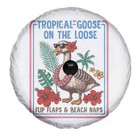 Funny Hawaiian Beach Vacation Graphic Spare Tire Cover Tropical Goose On The Loose