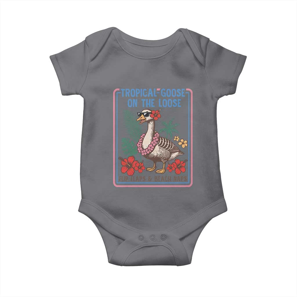 Funny Hawaiian Beach Vacation Graphic Baby Onesie Tropical Goose On The Loose