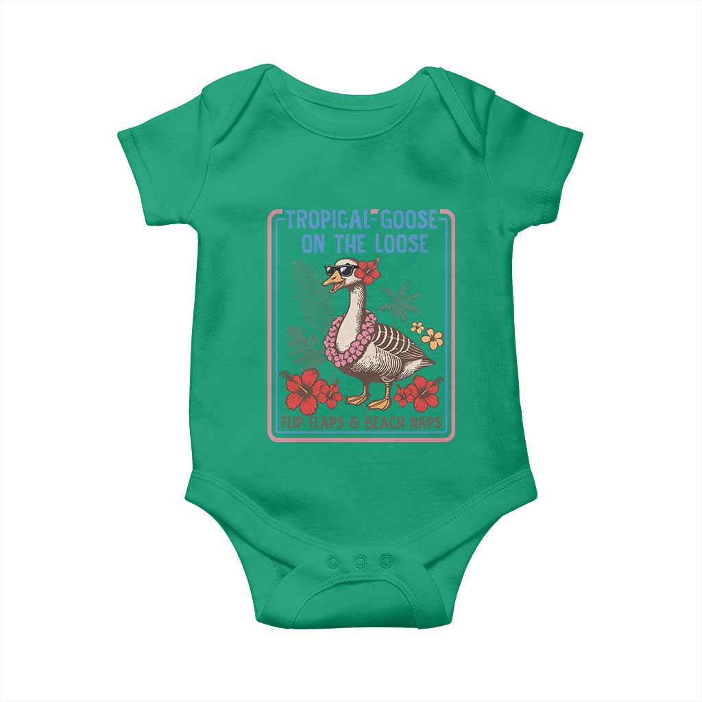 Funny Hawaiian Beach Vacation Graphic Baby Onesie Tropical Goose On The Loose